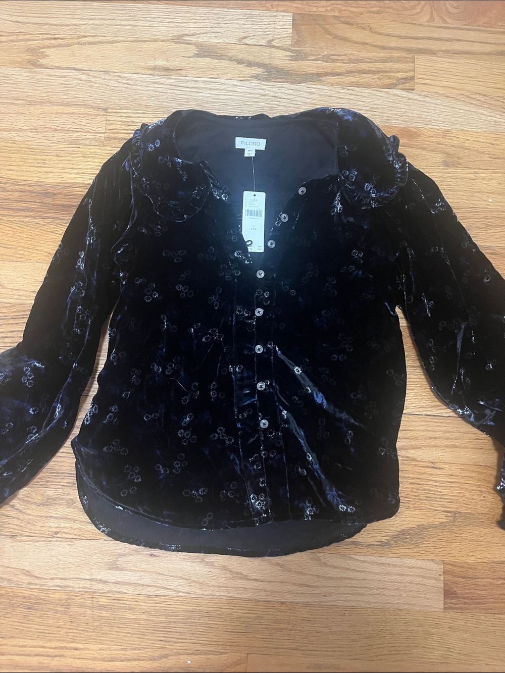 Anthropologie Pilcro Velvet Button-Down Blouse xxs new